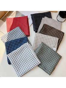 紧致波点58cm棉麻小方巾系列，女士百搭波点装饰围巾头巾护颈小围巾披肩 - 彩色 - 查看 7