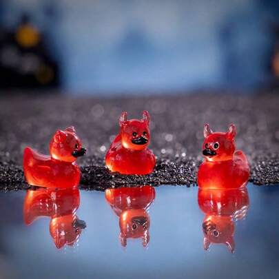6/10/20 chiếc Vịt Quỷ Halloween Mini Trang Trí Phong Cảnh Rêu Phụ Kiện Tự Làm, Đồ Thủ Công Bằng Nhựa, Vịt, Vịt Cao Su, Tượng Vịt, Vịt Mini, Động Vật Nhỏ Bằng Nhựa
