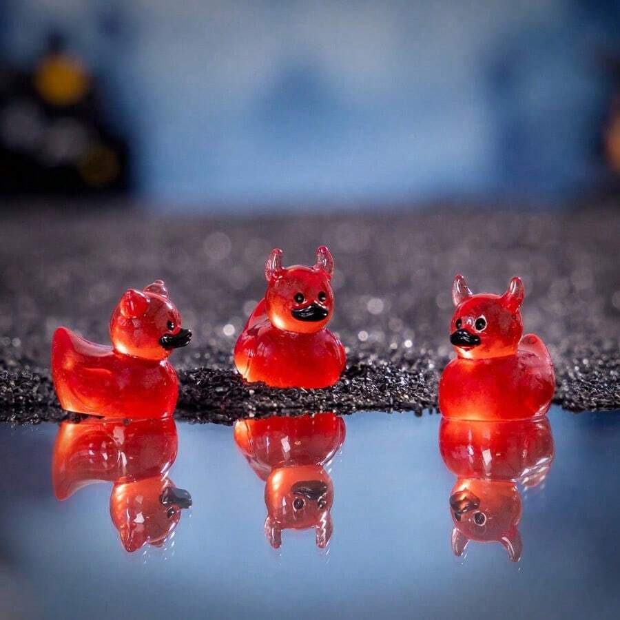6/10/20pcs Halloween Devil Duck Mini Landscape Moss Decor DIY Accessories, Resin Crafts, Ducks, Rubber Ducks, Duck Figurines, Mini Ducks, Small Resin Animals - Multicolor - View 1