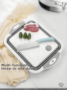 1 pièce Planche à découper pliante multifonctionnelle, 30*40 cm, planche à découper avec trou d'écoulement pour usage domestique, peut être utilisée comme planche à découper pour le barbecue, le lavage des fruits, légumes et viandes, convient pour la cuisine à la maison, le pique-nique en plein air, le camping et la cuisson - gris - Gris - Voir 3