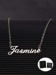 1件个性化名字项链，不锈钢材质，时尚百搭，适合秋季、复古、简约、休闲、足球妈妈、老钱族等各种场合，可定制，独一无二，是送给女友、妈妈、家人、朋友的理想礼物，适合周年纪念、生日、日常佩戴、舞会、母亲节、情人节、毕业典礼、婚礼、万圣节、返校季等各种场合。