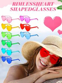 20 Stück/10 Stück herzförmige randlose Sonnenbrillen, Geburtstagsparty Gläser, klare farbige randlose Junggesellinnenabschied Party Hochzeit Hawaii Spiel Verkleidungsgläser