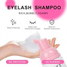 Lash Shampoo Kit Eyelash Extension Cleanser 60ml + Rinse Bottle + Brushes Eyelash Shampoo For Lash Extensions Natural Lashes Profional Home Use Lash Shampoo Kit - Pink - View 2