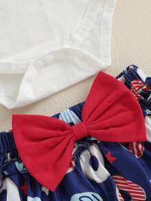 My First 4th Of July Baby Girl Outfit Popsicle Letter Print Flying Sleeve Romper Popsicle Pattern Tiered Ruffled Tutu Skirt Shorts Set Fourth Of July Clothes - trắng - Xem 8