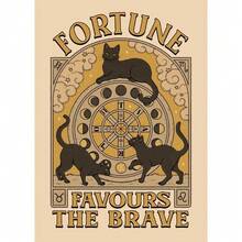 1 pieza Pintura de lona retro con diseño de gato de la suerte, brujería, sol, luna y polvo de estrellas para decoración del hogar, opcional con marco - Multicolor - Ver 25