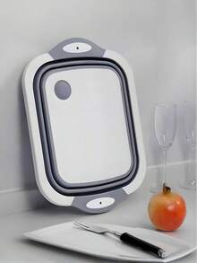 1 pièce Planche à découper pliante multifonctionnelle, 30*40 cm, planche à découper avec trou d'écoulement pour usage domestique, peut être utilisée comme planche à découper pour le barbecue, le lavage des fruits, légumes et viandes, convient pour la cuisine à la maison, le pique-nique en plein air, le camping et la cuisson - gris - Gris - Voir 7