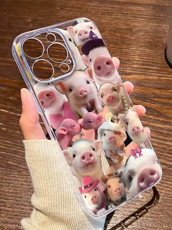 1pc & Unique Pig Collage Graphic Transparent TPU Full Body Shockproof Anti-Fingerprint Phone Case, Compatible With IPhone 16 Pro/16 Plus, 15/15 Pro Max/15 Pro, 11/12/13/14 Pro Max, 11 Pro/11 Pro Max, 12 Pro/12 Pro Max, 13 Pro/13 Pro Max, 14 Pro/14 Pro Max, Galaxy, Soft Shell, High-End Creative Design