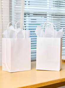 2pcs/6pcs/ Mini Gift BagsSmall White Gift Bags With HandlesBulk Gift Bags For Weddings, Parties, Retail PackagingRecyclable White Paper Shopping Bags