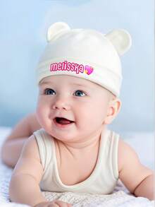 1 pieza Gorro de bebé suave y cómodo personalizado, adecuado para uso diario de recién nacidos niños y niñas de 0 a 3 meses - muchos - Ver 2
