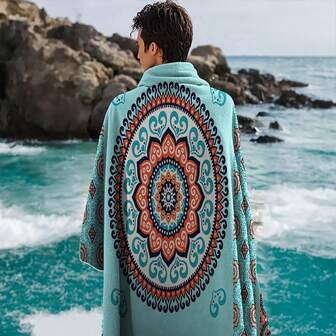 Stor strandhandduk i bohemisk stil - Mjuk, lätt och superabsorberande mikrofiberhandduk lämplig för resor, simning, camping, yoga, fitness, strandsemester och strandfester - En perfekt present till familj och vänner