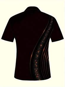 Men's Fashion Geometric Lines And Cross Print Short Sleeved Zipper Lapel Shirt For Summer Daily Use - Màu sắc hỗn hợp - Xem 2