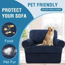 Sofa Cover 3 Piece T Cushion Loveseat Slipcovers Thick Velvet Couch Cover Stretch T Cushion Sofa Covers For 2 Cushion Couch With 2 Individual T Cushion Covers Washable, Stone Blue - 海軍 - 查看 7