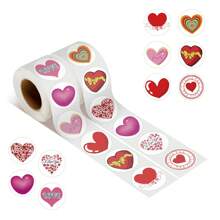 500 unidades Rollo de pegatinas redondas con forma de corazón para el Día de San Valentín, pegatinas de vinilo para estética, scrapbooking, diarios, parachoques, monopatín, botellas de agua, dibujos animados, cascos de seguridad, coches
