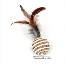 Cat Toy Ball Feather Sisal Ball Cat Toys Cat Ball Rope Paper Ball Pet Cat - Multicolor - View 2