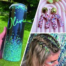 Holographic Chunky Glitter, Set Of 12, Licool Craft Glitter For Resin Art Crafts, Cosmetic Glitter For Nail Body Face Eye, Epoxy Resin Sequin Flake Sparkle For Slime Tumbler Jewelry Making