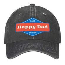 Gorras de béisbol lavadas con el logotipo de Happy Dad Seltzer
