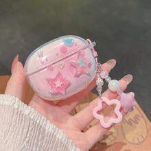 Colorful Star Transparent Shell Case For Redmi Buds 6play/6Pro/5pro, Air3SE/Air2SE/3Pro/Buds3/6Lite Headphones Protective Cover, Air3 SE Bluetooth Earphone Case, Redmi Buds 6/7s/SE Earphone Protective Case, Redmi Buds 5/6s/Buds 4Pro/3Pro/Buds3/4 Shockproof Soft Shell With Creative Pendant