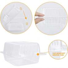 200 Count Clear Plastic Hinged Take Out Containers Clamshell Takeout Tray Food Clamshell Containers Outside Diameter 5.3 X 4.7 X 2.8  Inch For Dessert, Snacksetc, Cakes Slice, Cookies, Salads - 白色 - 查看 3