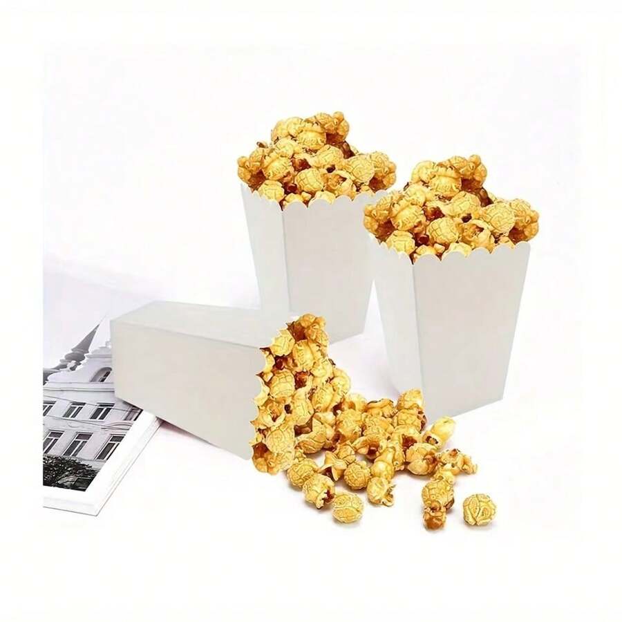 30/20/10 piezas/2 piezas Cajas de palomitas blancas, Cajas de palomitas mini de 2.2 x 4.2 x 3 pulgadas para decoraciones de noches de cine Navidad/Halloween