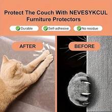 10 片猫抓保护膜 - 透明双面家具保护膜，适用于沙发和扶手椅，耐用 PVC 宠物防刮贴纸