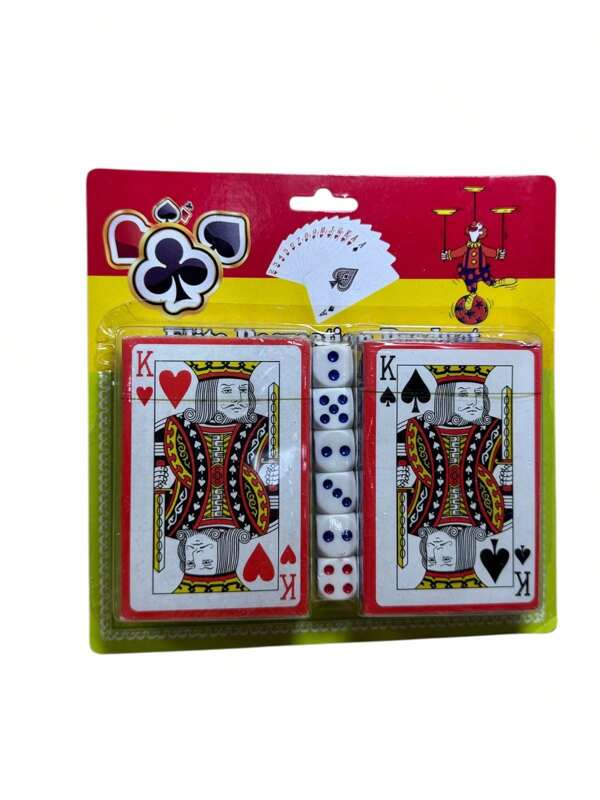 Kit Baralho Duplo 108 Cartas De Papel Com 6 Dados