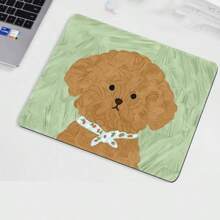 1pc Minimalist Puppy Pattern Mini Mouse Pad, Cute Cartoon Oil Painting Style, Small Size Convenient Office Mousepad For Lady