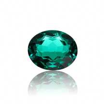 Una piedra preciosa oval cortada 100% de esmeralda de Zambia cultivada en laboratorio para elaborar charms y materiales avanzados de joyería DIY - Esmeralda de Zambia - Ver 10