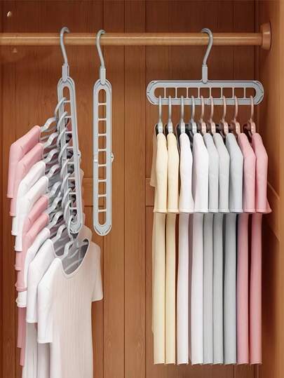 5-Piece Heavy Duty Folding Plastic Rack With 9 Holes - Non-Slip, Space-Saving Wardrobe, Wardrobe And Dormitory Storage