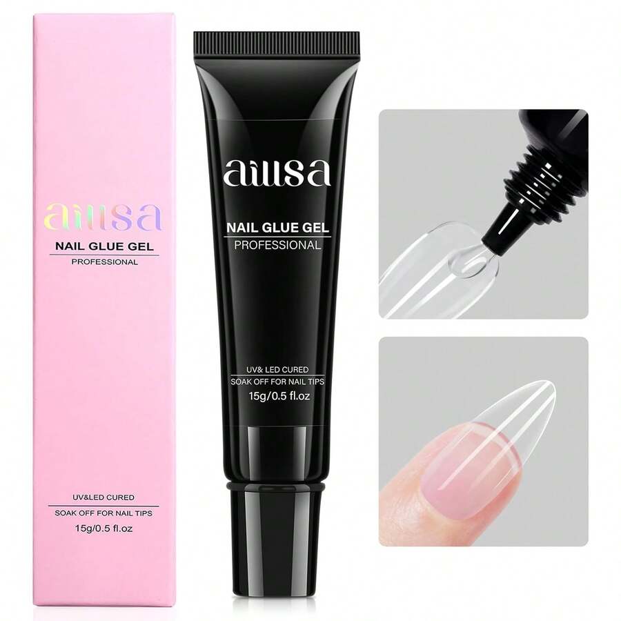AILLSA Gel Nail Glue For Nails Tips, Solid Super Strong Gel Glues 15g Professional Fake Acrylic Soft Nails Glue U V Lamp Curing Needed - Long Lasting 30 Days+ - Solid Nail Glue-15g - View 1