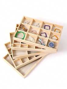 1 件木制珠宝托盘，手表架，戒指，耳环，手镯，项链收纳展示架