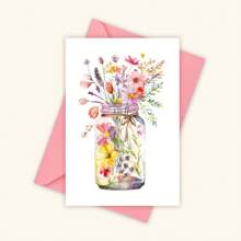1PC Watercolor Flowers Greeting Cards, Flowers Floral Botanical, Lank Cards, Olded Stationery, For Every Occasion, Bestie Gift For Easter, With Envelope