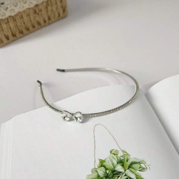 1 pezzo Cerchietto con fiocco decorato con strass, semplice, per capelli