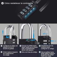 Candado Combinación 4 Dígitos Diyife Resistente Intemperie para Gimnasio Valla Puerta Negro 1U - Negro, 1 Paquete - Ver 6