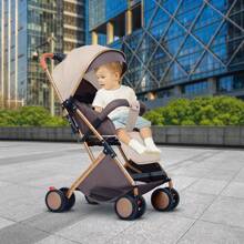 Multifunctional 4-Wheeled Stroller Stroller Outdoor Foldable 0-6 Years Old Can Sit Can Lie Can Push And Pull (With Cotton Cushion, Mosquito Net, Awning)