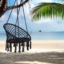 Black Swing,Hammock Chair Macrame Swing,Max 330 Lbs Hanging Cotton Rope Hammock Swing Chair For Indoor And Outdoor-651 - Multicolor - View 1