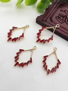 1 pieza/2 piezas/4 piezas Colgante con forma de rombo enchapado en latón vintage con circonita cúbica, suministros de artesanía de joyería DIY para pendientes