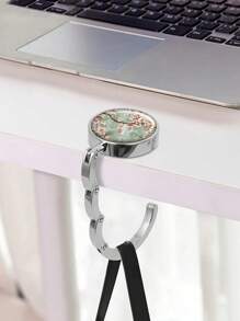 Foldable Table Purse Holder Hook, Decorative Desk Hook For Travel, Halloween, Christmas, Unique Gift, Spring Pink Flower