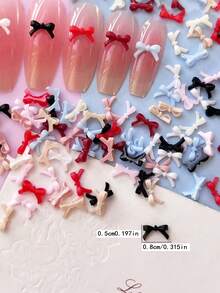 Thanksgiving Special Offer 50 Pieces Of Adorable Small Bow Nail Art Products, 3D Resin Flat Girl Bows/Mixed Colors Package, Nail Art Diy Charm Women'S Red Long Nails/Short Nails Accessories, Nail Accessories, Nail Gems, Nail Products, Nail Jewelry, Sweater Nail Decorations Nail Supplies Nails Nail Charms - Multicolor - View 18