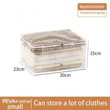 5 Packs Extra Large (24in) Clear Zipper Storage Bags With Handles, Two-Way Zipper Folding Wardrobe Storage Bags, Sheet Storage Bags, Plastic Clothes Storage Box, Towel Storage Box