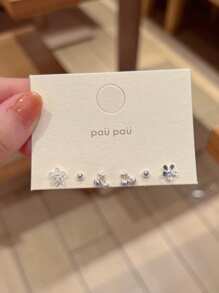 3/4/5pcs Minimalist Small Geometric Stud Earrings Set, Versatile For Daily Wear