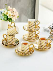 Ceramic Coffee Cup & Saucer Set, Mug & Glass Mug Set, For Afternoon Tea - White - View 17