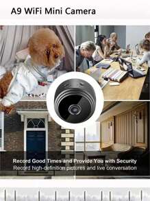 Cámara Mini A9 WiFi 2025 Grabadora de video inalámbrica Grabadora de voz Cámara de seguridad Cámara de vigilancia doméstica y de mascotas inteligente Nueva cámara de vigilancia inalámbrica para mascotas Visión nocturna Cámara inalámbrica 1080P Alta definición Ángulo amplio Doble banda WiFi Seguimiento humanoide de 360°