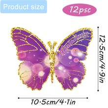 12pcs/Pack German Language Birthday Invitation Cards, Butterfly Party Invitations, Birthday Party Invites For Girls & Boys, School Supplies, Back To School