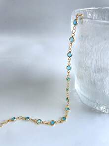 ORNAPEADIA 1条18K彩色锆石链脚链 - -9淡藍色 - 查看 3