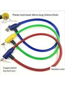 1 Stück Zufällige Farbe Fahrrad-stahlkabelschloss Mit Einem Schlüssel, Anti-diebstahl-schloss Für Mountainbike - Verschiedenfarbig - Übersicht 4