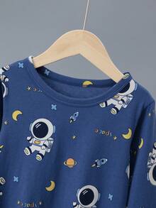 6pcs Boys' Cotton Dinosaur, Excavator, Airplane Print Pajama Set, Lightweight Spring Autumn Homewear, Cartoon Allover Print