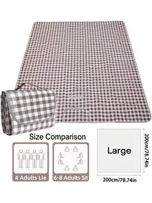 1 件咖啡白格子野餐户外毯，防水可折叠毯，加厚超大格子野餐垫，适合春季旅行、户外、海滩、露营草坪公园、婚礼登记配件、情侣礼物。（2 种尺寸可供选择）