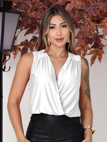 Women's Tank Top Suplex Simple Casual Party Crisscross Wrinkled Asymmetrical Night - 白色的 - 查看 1