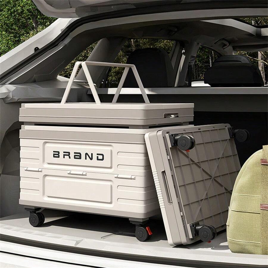 Collapsible Plastic Crate With 4 Wheels Handles 65L Big Capacity ...