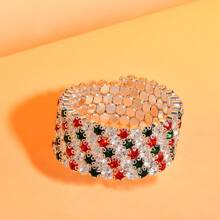 1 pieza de brazalete abierto de 5 capas con estilo europeo y americano de moda con diamantes de imitación blancos y brillantes, joyería digna de boda para mujeres adecuada para actuaciones en el escenario